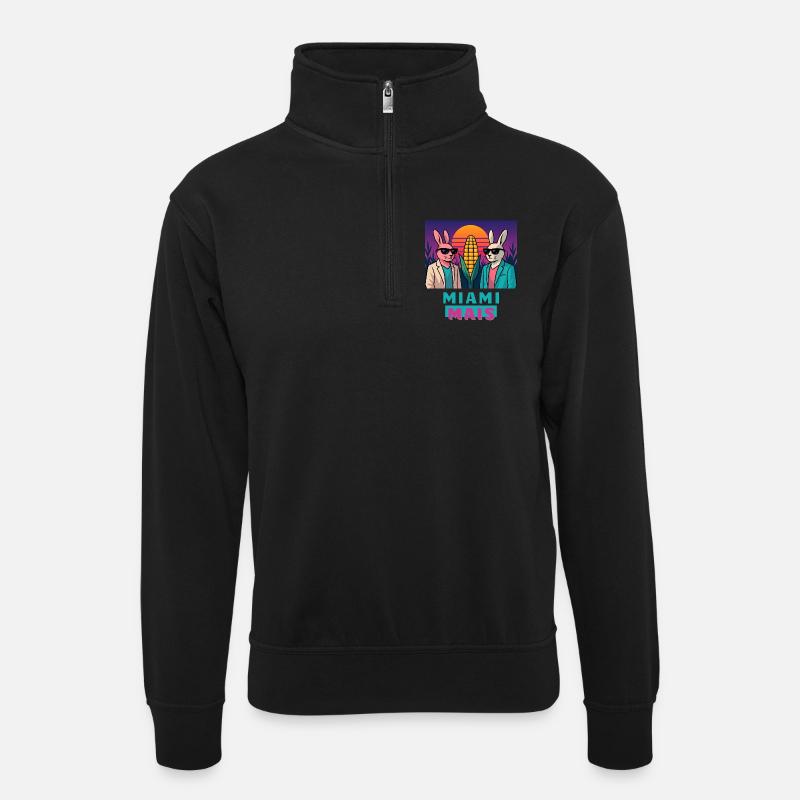 Miami Mais - Unisex Pullover mit Zip-Kragen - Schwarz