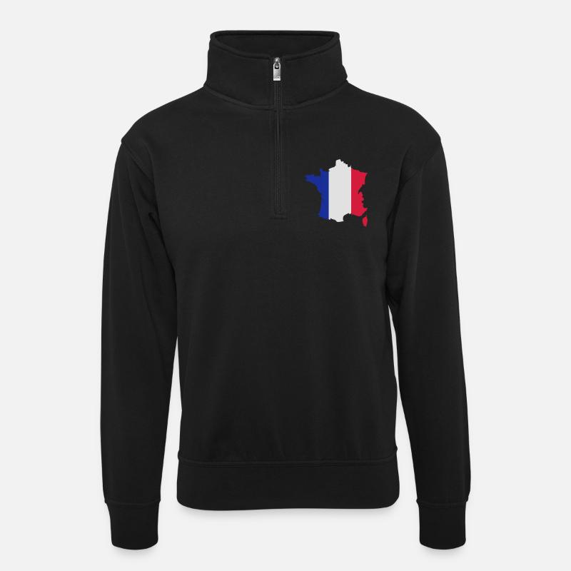 frankreich_landflagge - Unisex Pullover mit Zip-Kragen - Schwarz