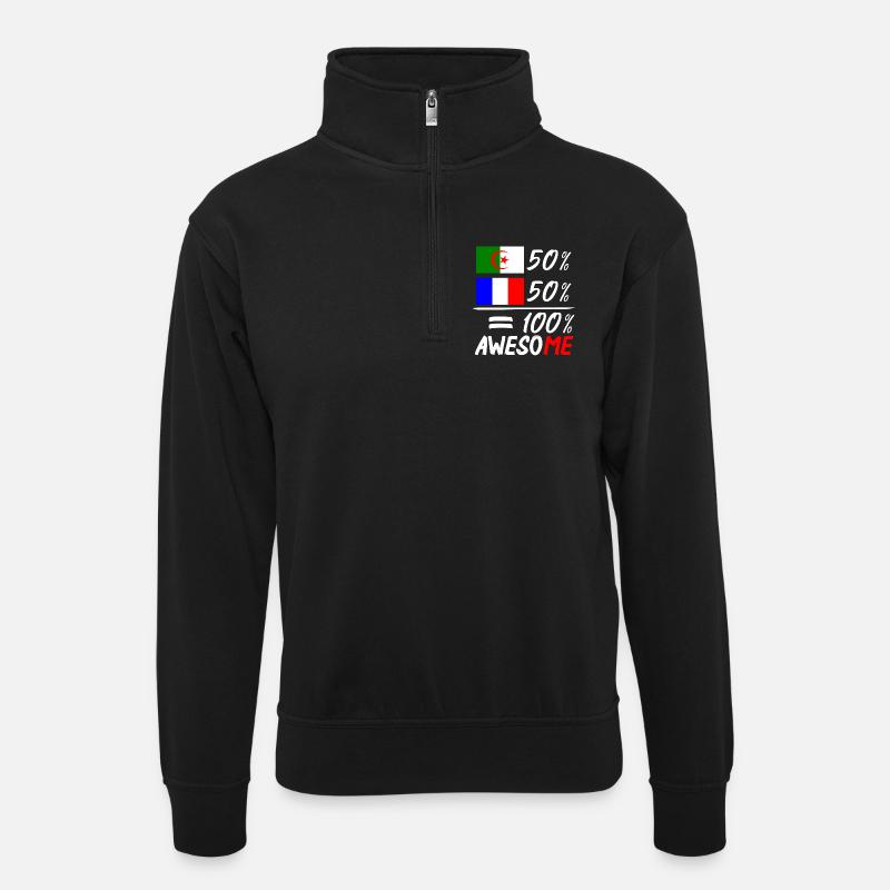 Moitié Français moitié Algérien - Unisex sweater with zip collar - black