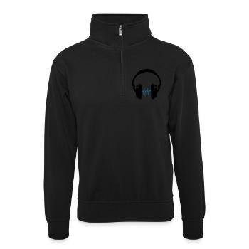 Kopfhörer - Unisex Pullover mit Zip-Kragen - Schwarz - Vorne