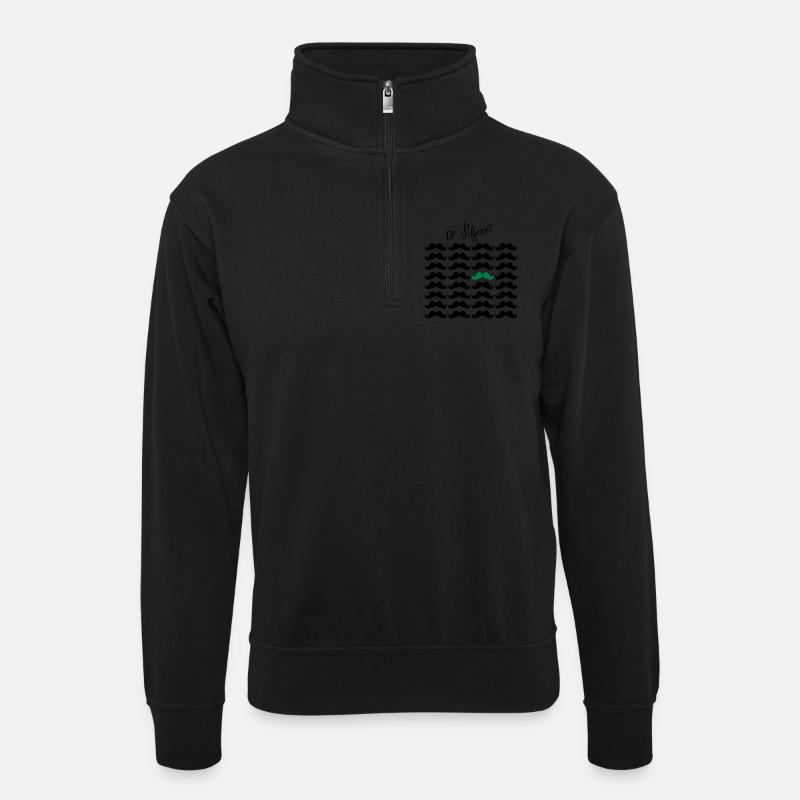 Mustache Moustache "be different" 2c - Unisex Pullover mit Zip-Kragen - Schwarz
