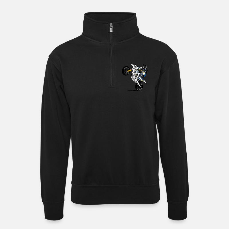 Supermoto - Unisex Pullover mit Zip-Kragen - Schwarz