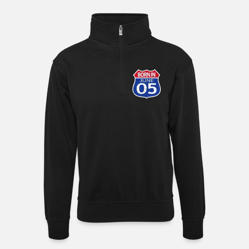 Born in June 2005 - Unisex sweater with zip collar - black