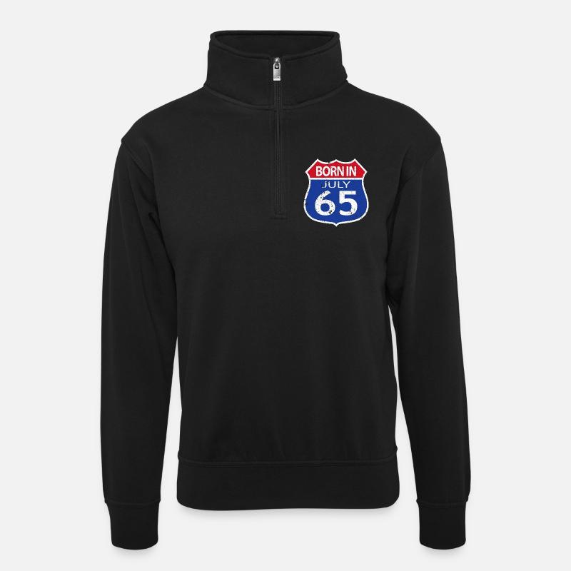 Born in July 1965 - Unisex sweater with zip collar - black
