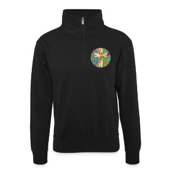 Christentum Collection - Unisex Pullover mit Zip-Kragen - Schwarz - Vorne