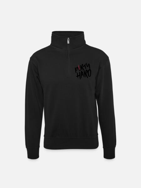 party hard middlefinger - Unisex Pullover mit Zip-Kragen - Schwarz