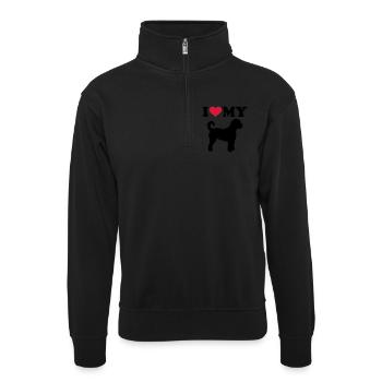 Labradoodle - Unisex Pullover mit Zip-Kragen - Schwarz - Vorne