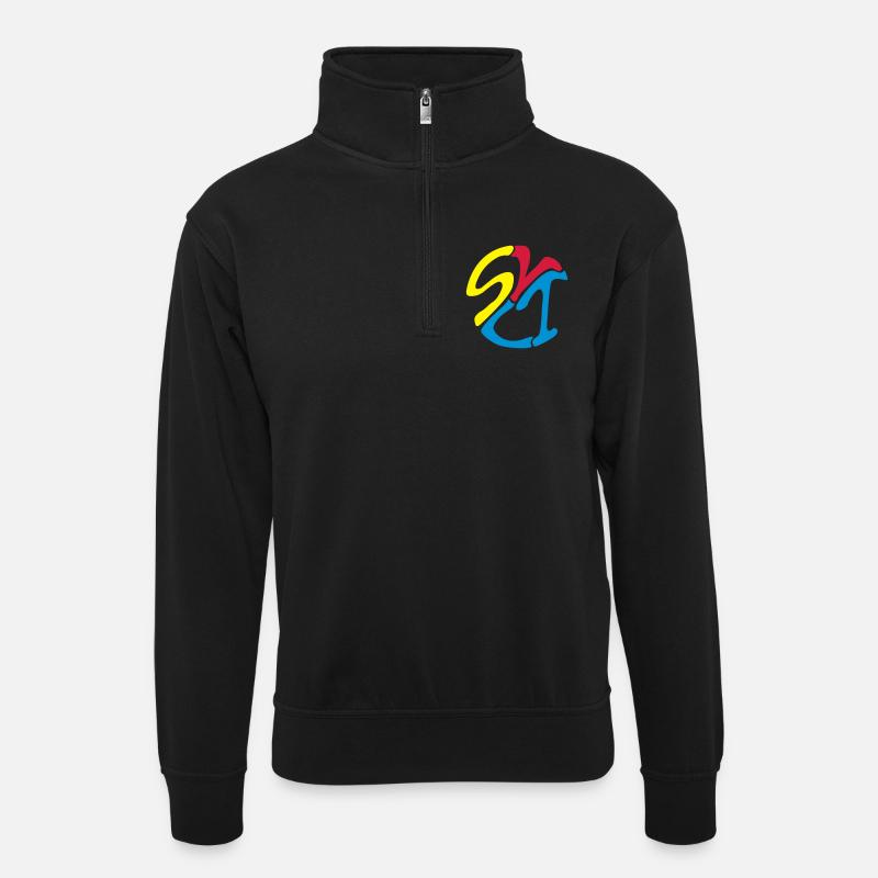 Sylt_farbe - Unisex Pullover mit Zip-Kragen - Schwarz