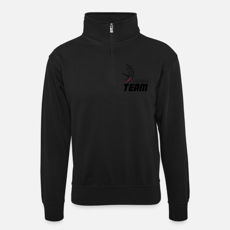 racing_team_01 - Unisex sweater with zip collar - black