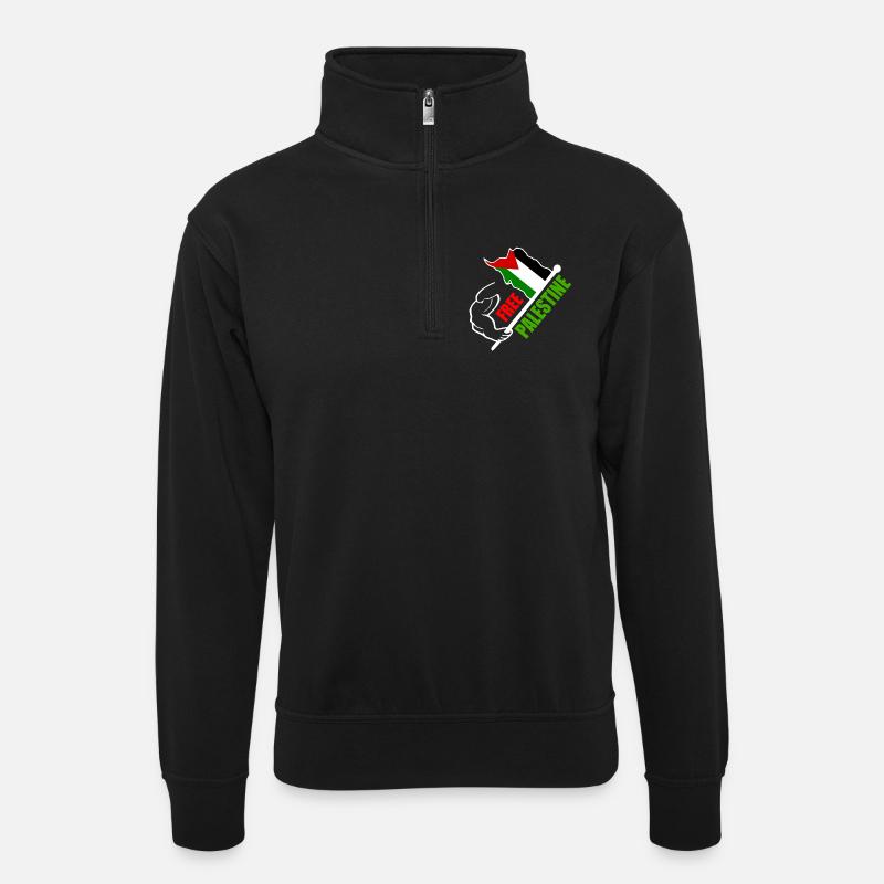 Free palestine - Unisex Pullover mit Zip-Kragen - Schwarz