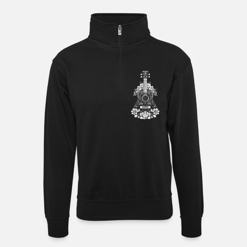 Ukulélé Style Bande Dessinée - Sweat col montant zippé unisexe - noir
