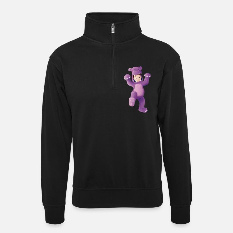 Boy dressed as a hippopotamus - Unisex sweater with zip collar - black