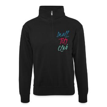 Dreifarbig Neon Script Club - Unisex Pullover mit Zip-Kragen - Schwarz - Vorne