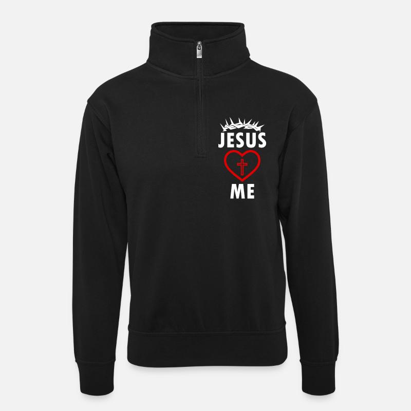 Gesù mi ama - Maglia unisex con colletto con zip - nero
