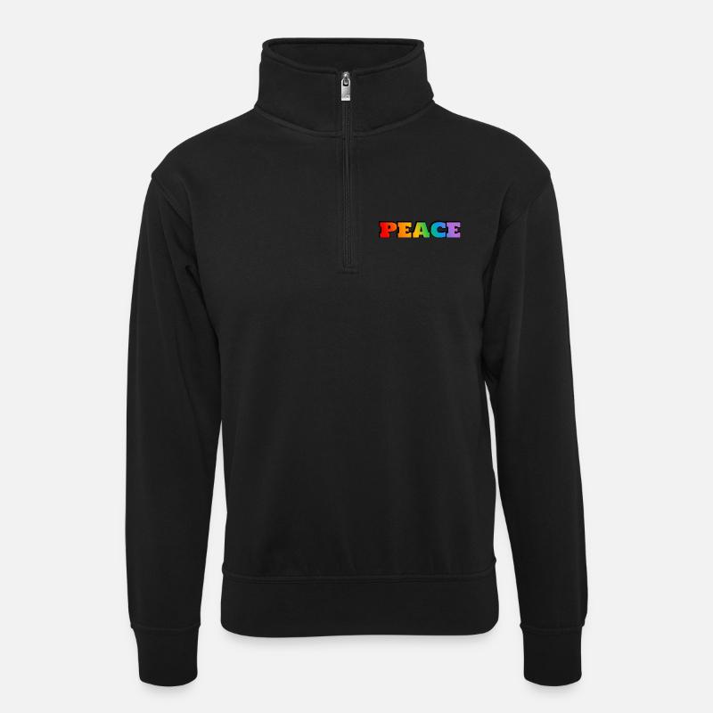 Peace Rainbow - Unisex sweater with zip collar - black