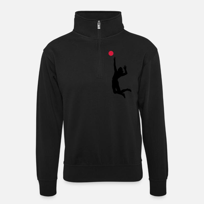 volleyball - Unisex Pullover mit Zip-Kragen - Schwarz