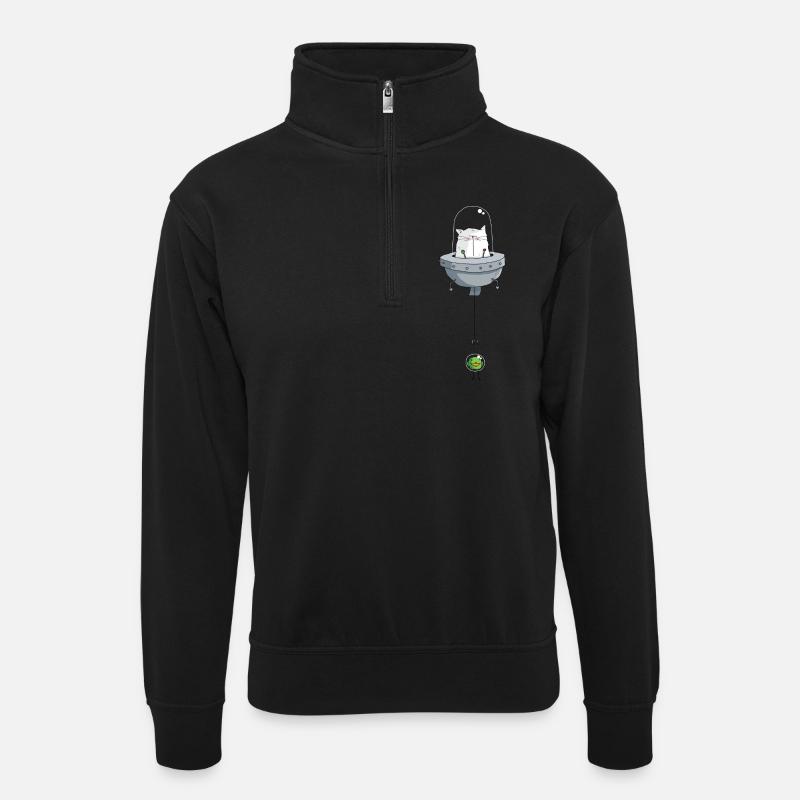 Mrou le chat, Space Cat - Sweat col montant zippé unisexe - noir