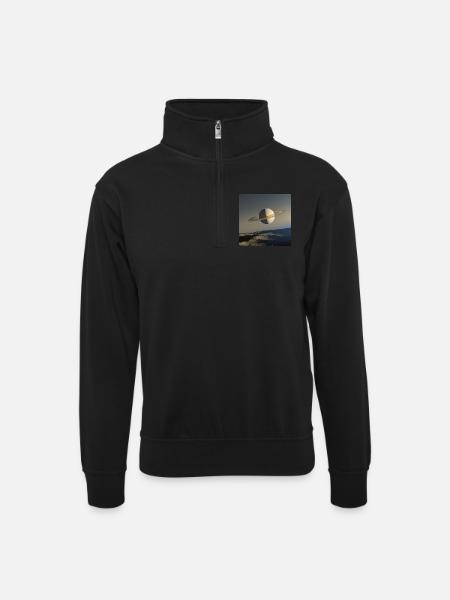 Saturne d’Encelade - Sweat col montant zippé unisexe - noir