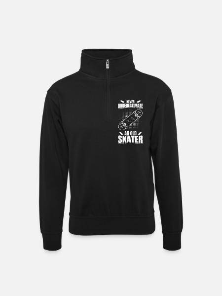 Skateboarding Grandpa - Unisex sweater with zip collar - black