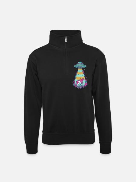 Spirituality Sacred Geometry Zen Symbol - Unisex sweater with zip collar - black