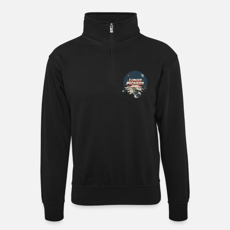 Lunar Pioneer 2025 - Unisex Pullover mit Zip-Kragen - Schwarz