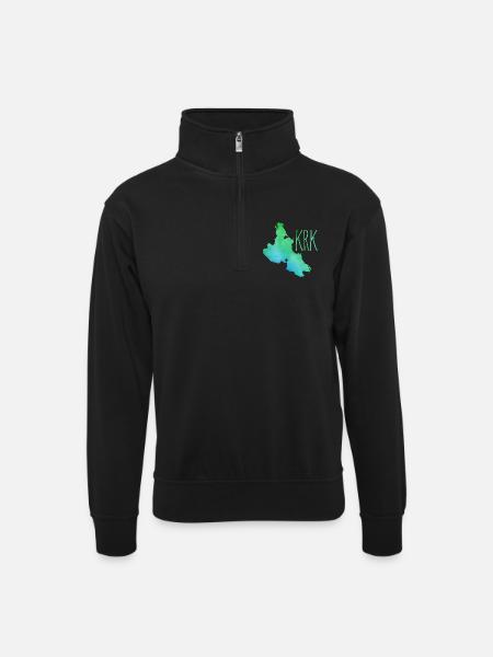 Krk - Unisex Pullover mit Zip-Kragen - Schwarz