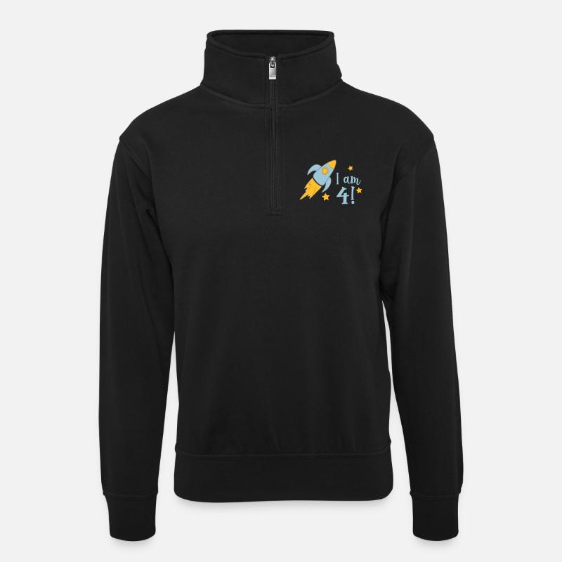 4 birthday - Unisex sweater with zip collar - black