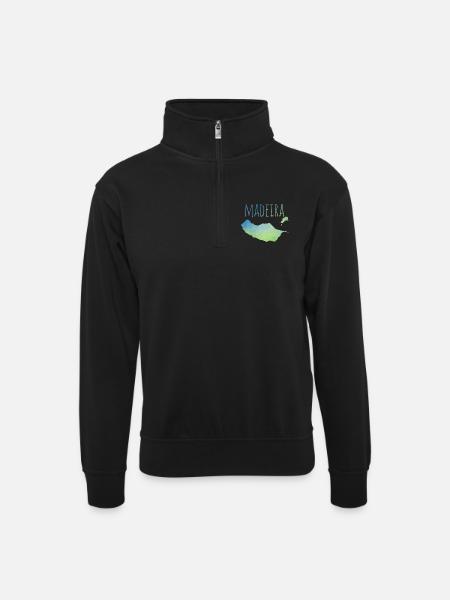Madeira - Unisex Pullover mit Zip-Kragen - Schwarz