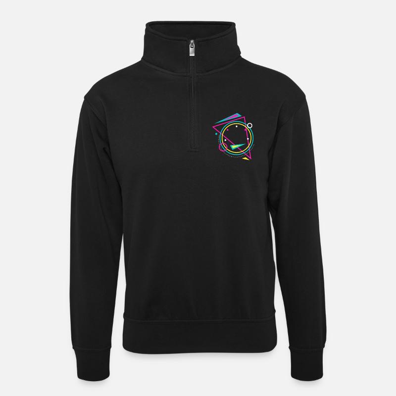 geometry - Unisex sweater with zip collar - black