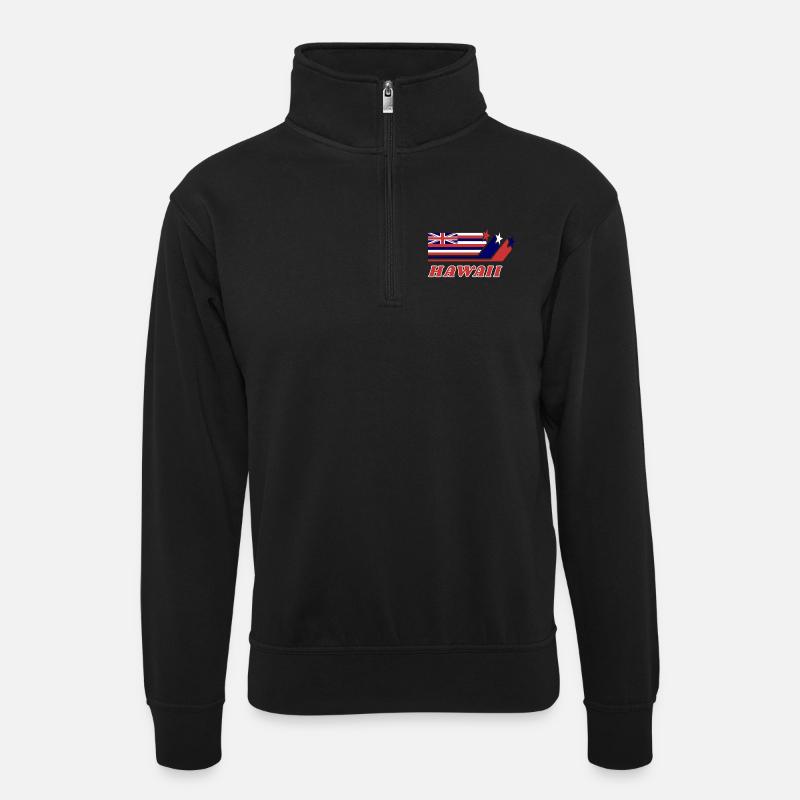 Hawaii Flag Gift Honolulu - Unisex sweater with zip collar - black