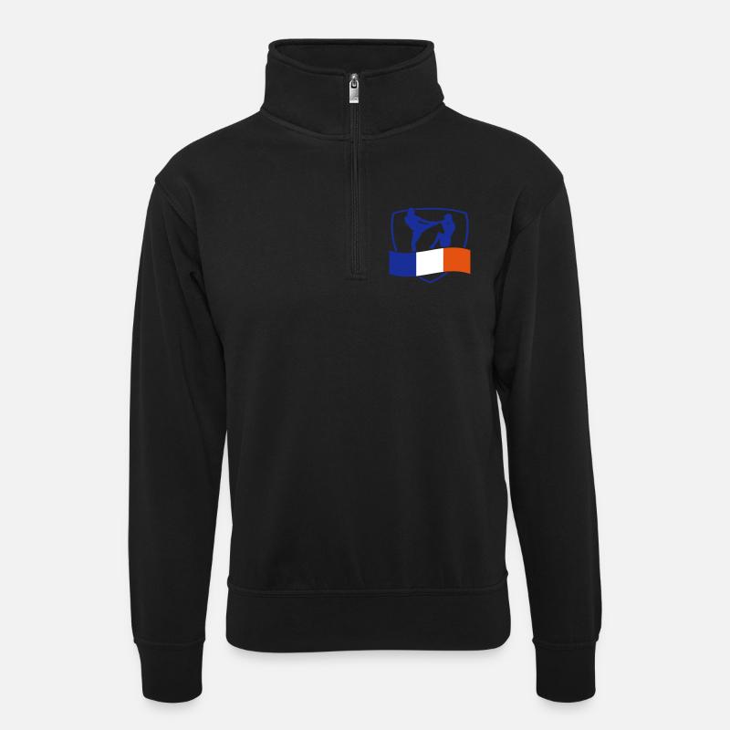 arts martiaux - Sweat col montant zippé unisexe - noir
