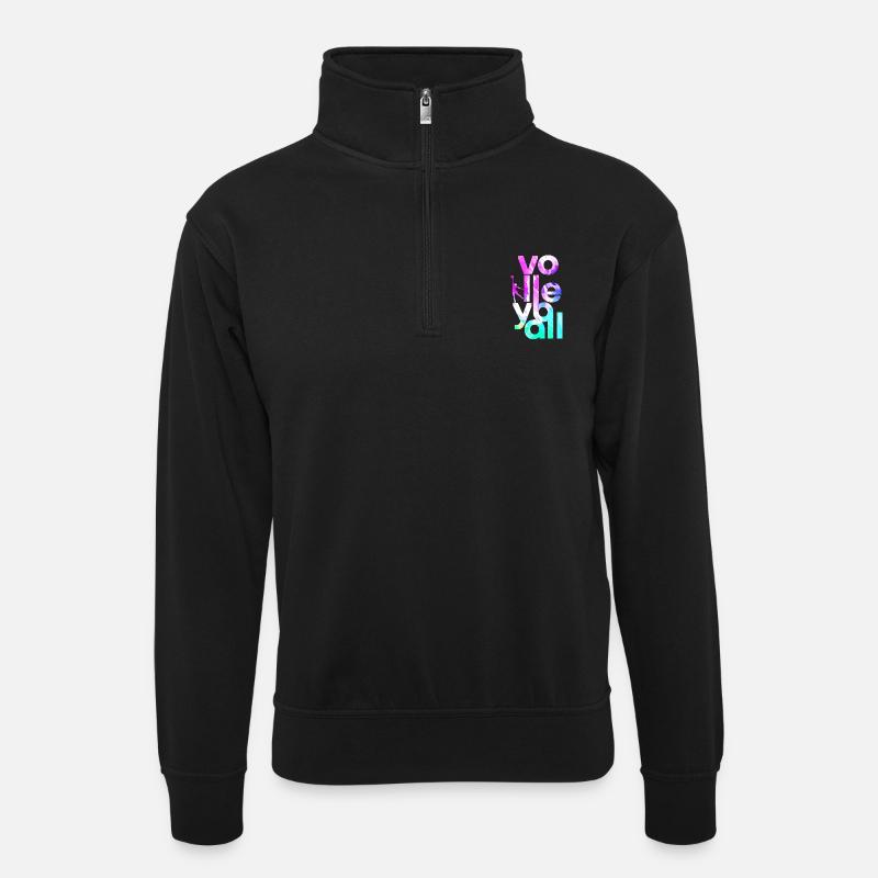Volleyball - Unisex Pullover mit Zip-Kragen - Schwarz