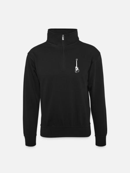 E-Gitarre - Unisex Pullover mit Zip-Kragen - Schwarz