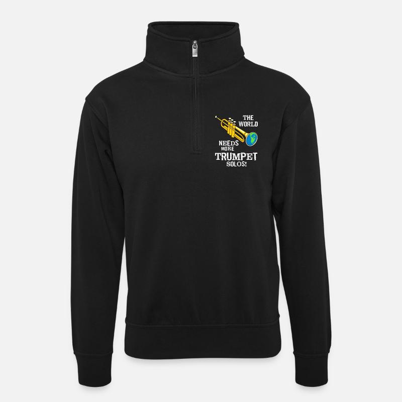 Trompette Solos Texte Blanc - Sweat col montant zippé unisexe - noir