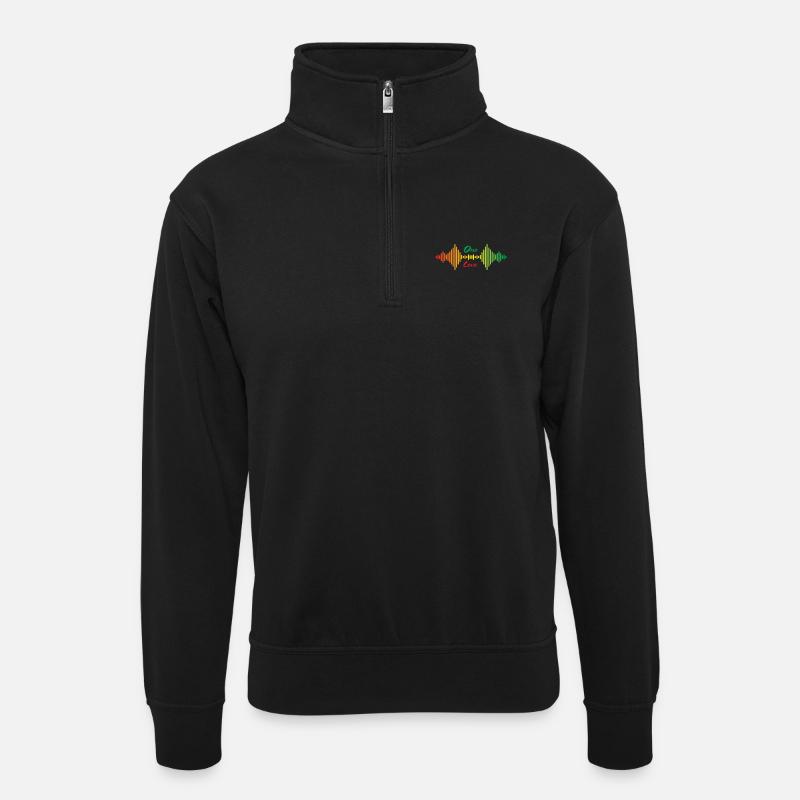 One Love Rainbow Soundwave - Unisex Pullover mit Zip-Kragen - Schwarz