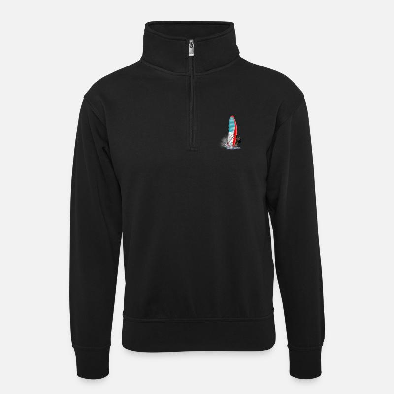 windsurfing - Sweat col montant zippé unisexe - noir