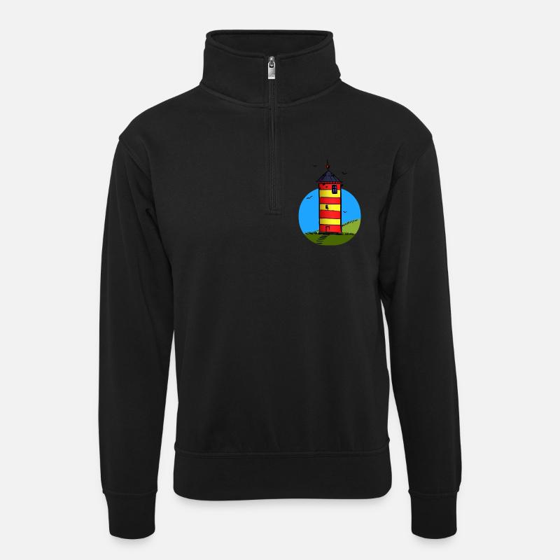 Leuchtturm Pilsum Wahrzeichen - Unisex Pullover mit Zip-Kragen - Schwarz