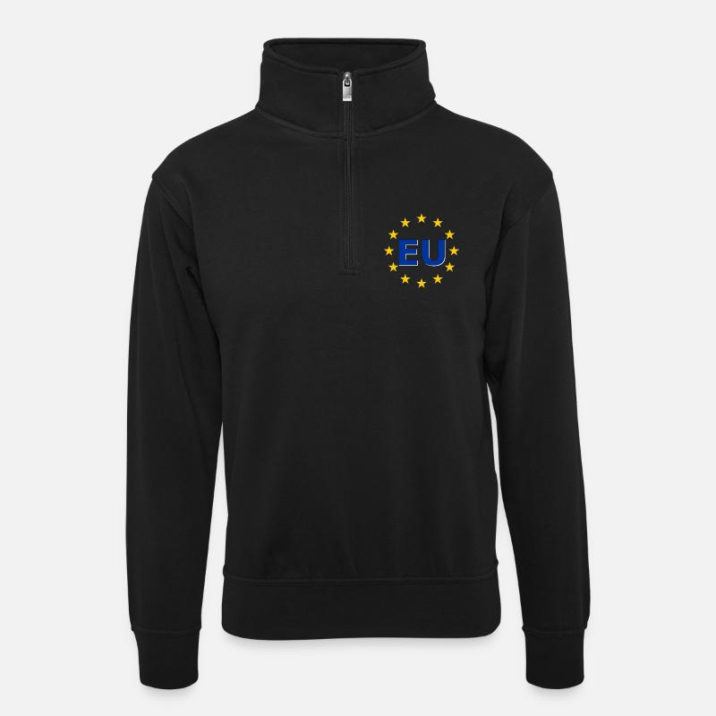 EU Symbol im Sternenring - Unisex Pullover mit Zip-Kragen - Schwarz