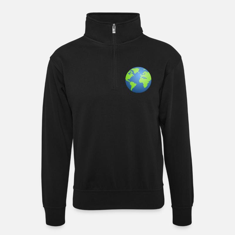 Erdkugel - Unisex Pullover mit Zip-Kragen - Schwarz