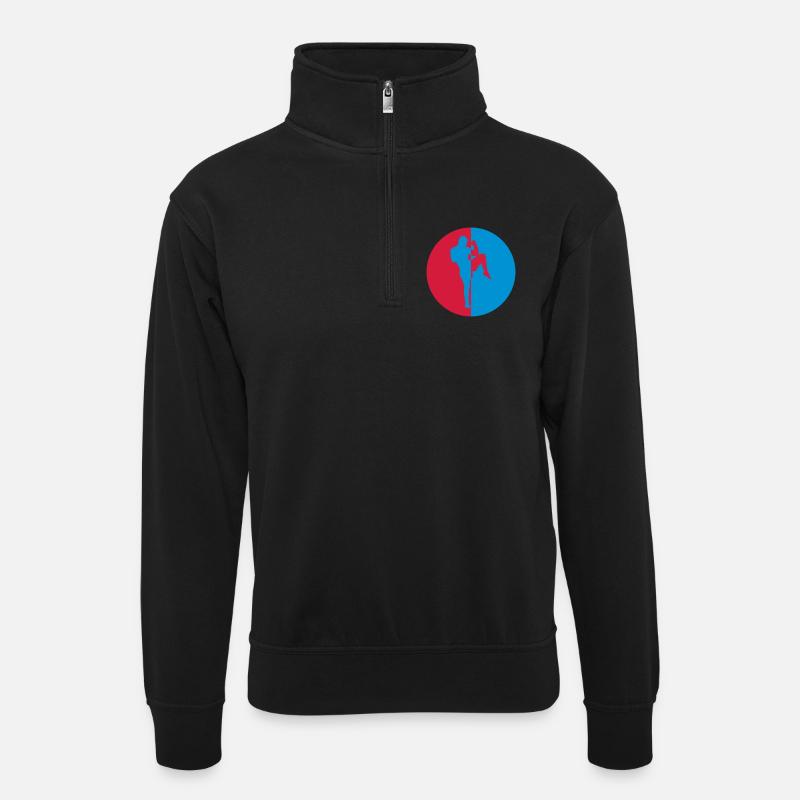 Kickboxen / Kickboxing / Kickboxer / Kick Boxing - Unisex Pullover mit Zip-Kragen - Schwarz