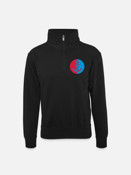 Seemann / Boot / Marine / Meer / Fischer - Unisex Pullover mit Zip-Kragen - Schwarz