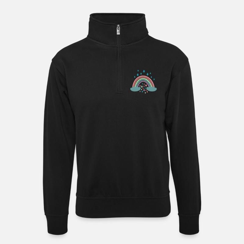 Conception de régenbogen arc-en-ciel heureux - Sweat col montant zippé unisexe - noir