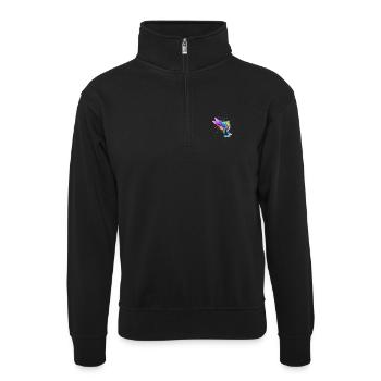 Regenbogen-Aquarell Hummingbird Burst - Unisex Pullover mit Zip-Kragen - Schwarz - Vorne