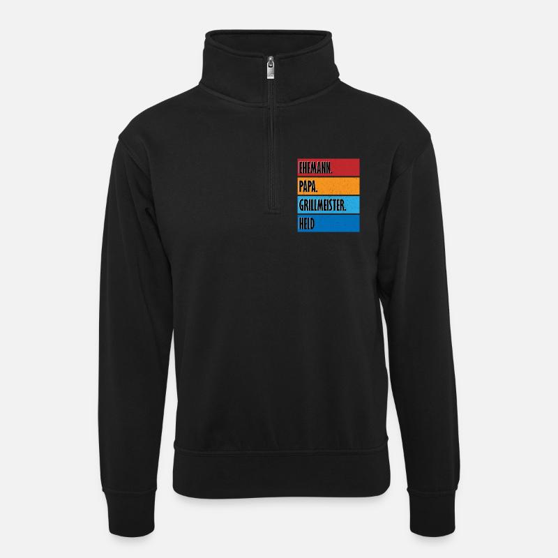Grillmeister - Unisex Pullover mit Zip-Kragen - Schwarz
