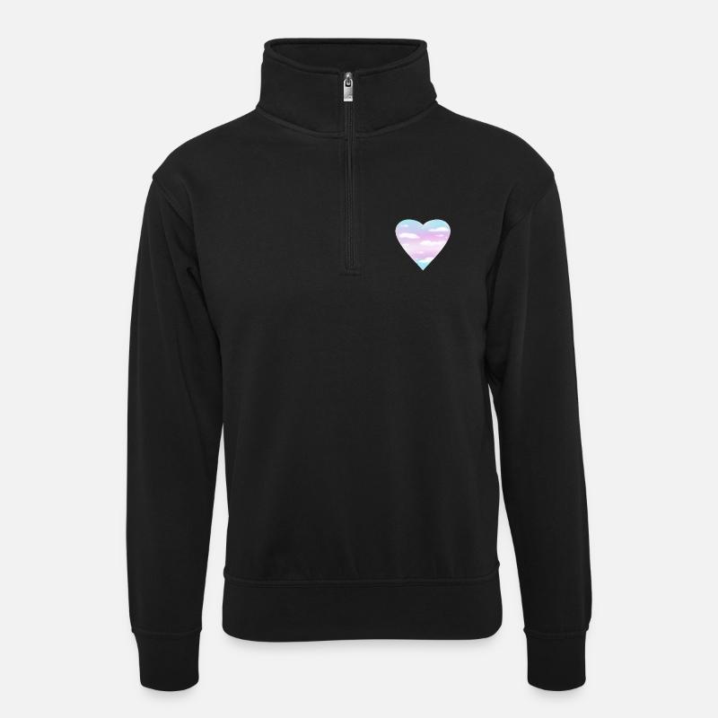 Trans Heart - Unisex Pullover mit Zip-Kragen - Schwarz