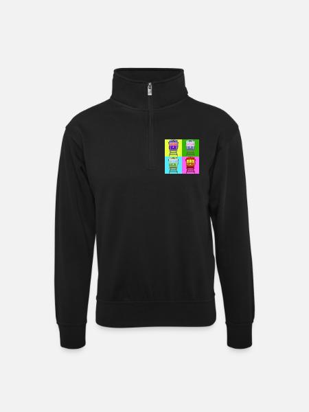 Tramway, pop art tram - Sweat col montant zippé unisexe - noir