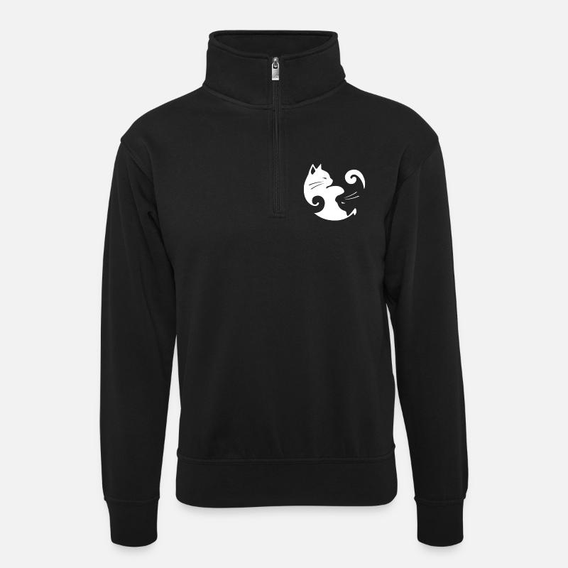 Yin Yang Cat Balance - Unisex sweater with zip collar - black
