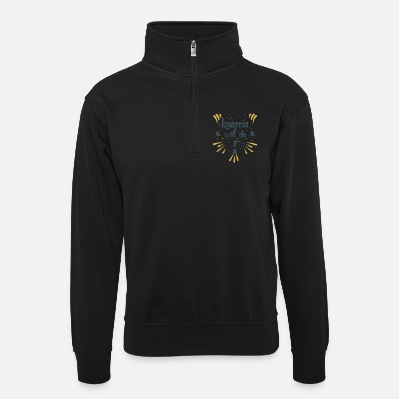 karma will do it kontiki - Unisex sweater with zip collar - black