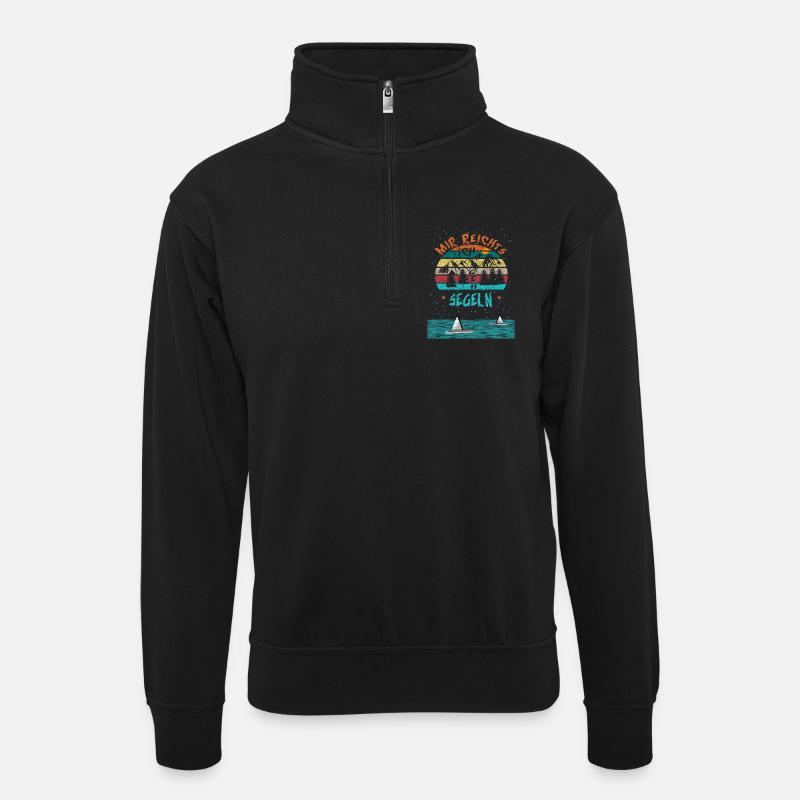 Mir reichts ich geh Segeln - Unisex Pullover mit Zip-Kragen - Schwarz