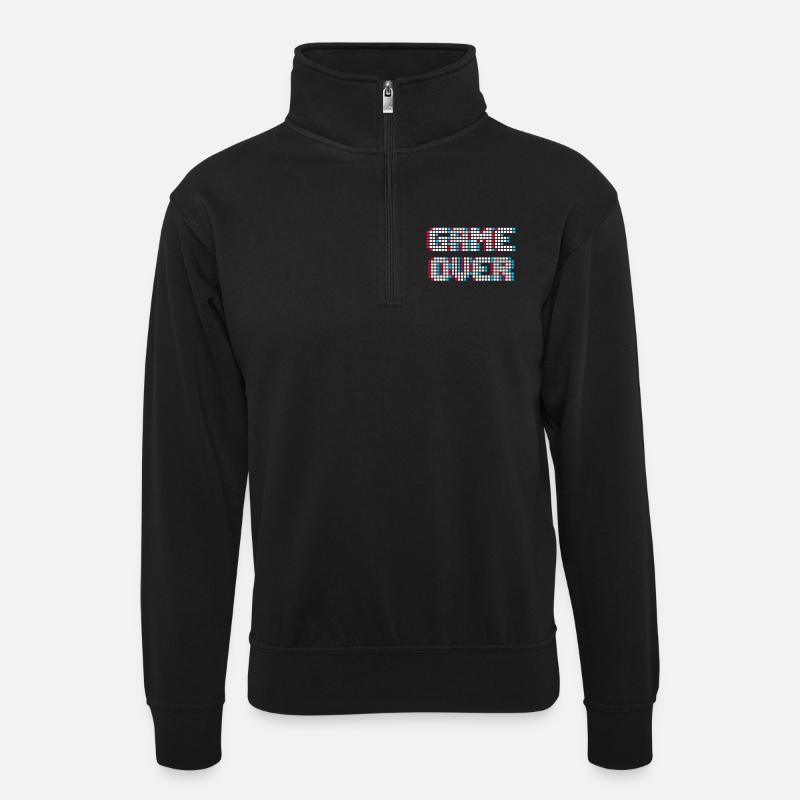 Gamer Games Zocker - Unisex Pullover mit Zip-Kragen - Schwarz